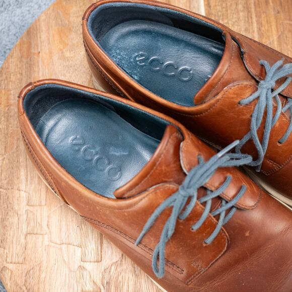 Ecco Shock Point Men's 42 US 8.5-9 Brown Leather Lace-Up Loafer Shoe - Picture 6 of 7